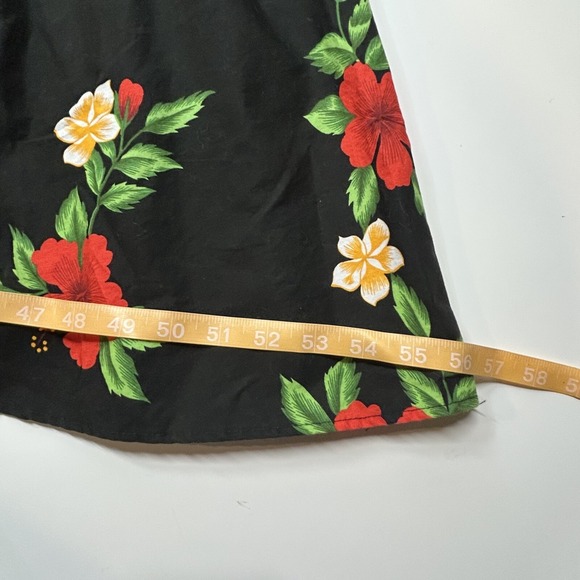 Royal Hawaiian Creations Vintage Black Red Floral Dress MED Sweetheart Neckline - Picture 13 of 14